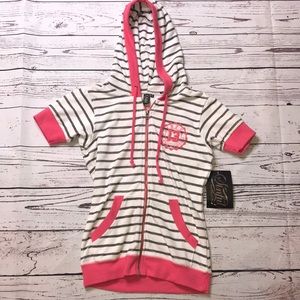 NWT! SINFUL STRIPED SHORT SLEEVE HOODIE